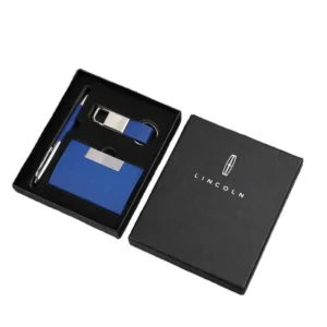 Business Card Holder Set - Customizable Keychain, Pen for Men