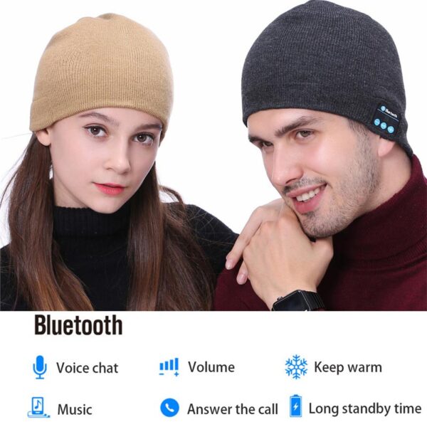 Acrylic Wireless Stereo Bluetooth Music Headset Knitted Beanie Hat - Image 4