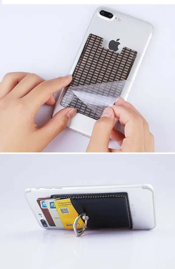 Leather Wallet Phone Case - Universal Card Slot, 3M Sticker, Finger Ring - Image 5
