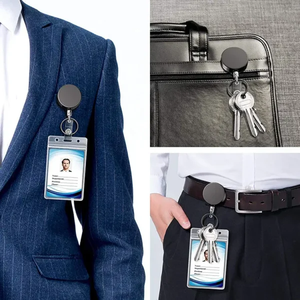 Custom Retractable ID Badge Clip - Heavy-Duty Steel Keychain - Image 4