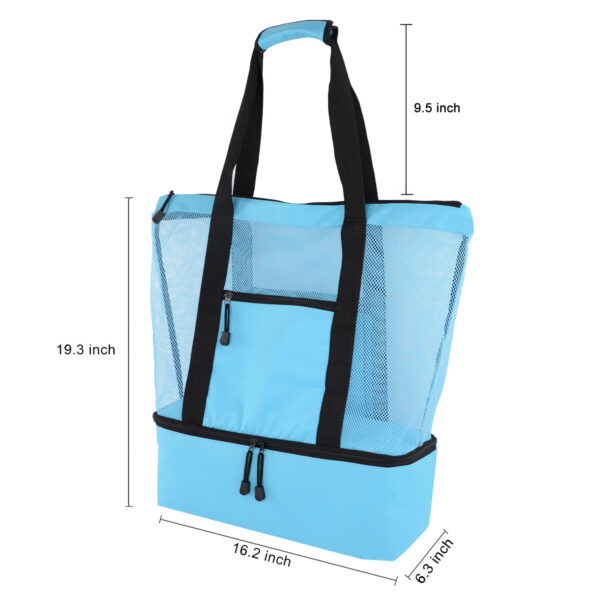 Beach Bag with Cooler Function Mesh Beach Tote Shoulder Bag Picnic Cooler bag - Image 3