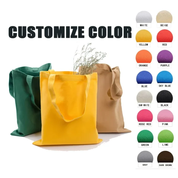 Custom Logo Canvas Tote - Eco-Friendly Reusable Shopping Bag for Women with Pocket Zipper - Image 3