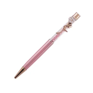 Diamond Flower Metal Quicksand Pen - Rose Gold Office Gift