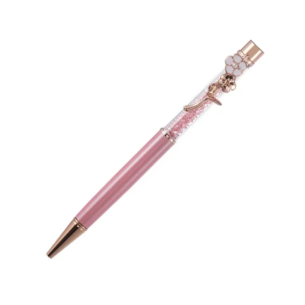 Diamond Flower Metal Quicksand Pen - Rose Gold Office Gift
