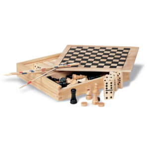 4 in 1 Wood Game Set Mikado with Dominos Chess and Draughts Game for  Children