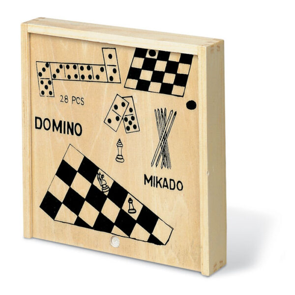 4 in 1 Wood Game Set Mikado with Dominos Chess and Draughts Game for  Children - Image 7