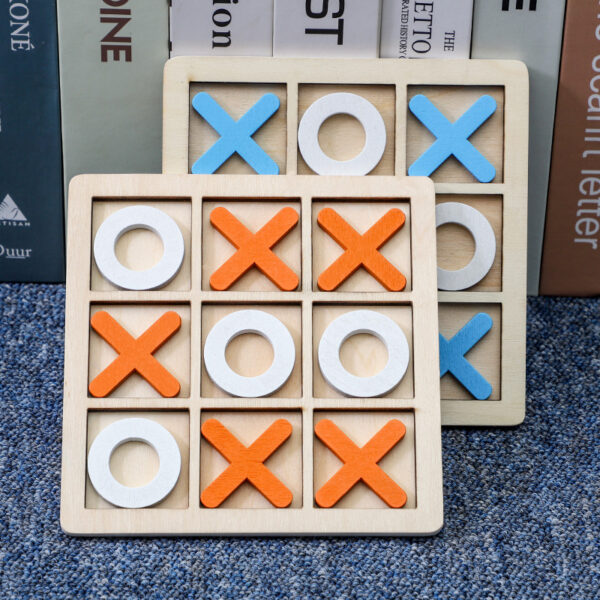 Wooden XO Tic Tac Toe Casual Versus Board Game Chess Game Funny Game For Kids - Image 2