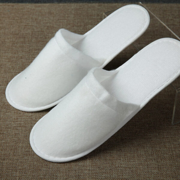 Cheap Hotel Disposable Slippers with Whiteboard Velvet Anti-slip Sole Disposable Slippers Hotels - Image 3
