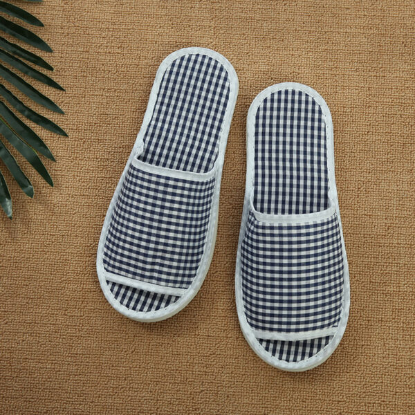 Home Slippers 100% Cotton Gingham Open Toe Home Slippers High-grade Beauty Salon Breathable Non-slip Slippers - Image 7