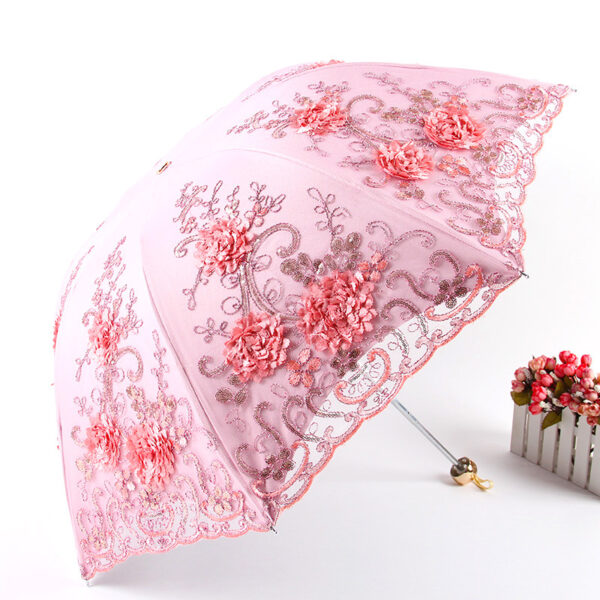 Lace Flower UV Resistant Wedding Umbrella - Image 9