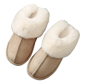 Winter Soft Indoor Warm Fluffy Slippers with Real Cowhide Upper 100% Pure Wools and Oxfords Soles