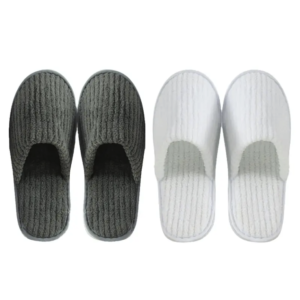 Striped Coral Fleece Hotel Slippers High Quality Hotel Slippers Custom Logo