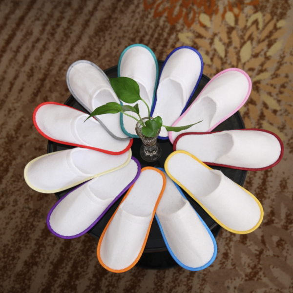 Cheap Hotel Disposable Slippers with Whiteboard Velvet Anti-slip Sole Disposable Slippers Hotels - Image 2