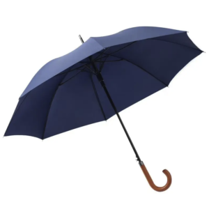 Wooden J Handle Umbrella - Auto Open Custom Logo Straight Umbrella for Hotel Ad