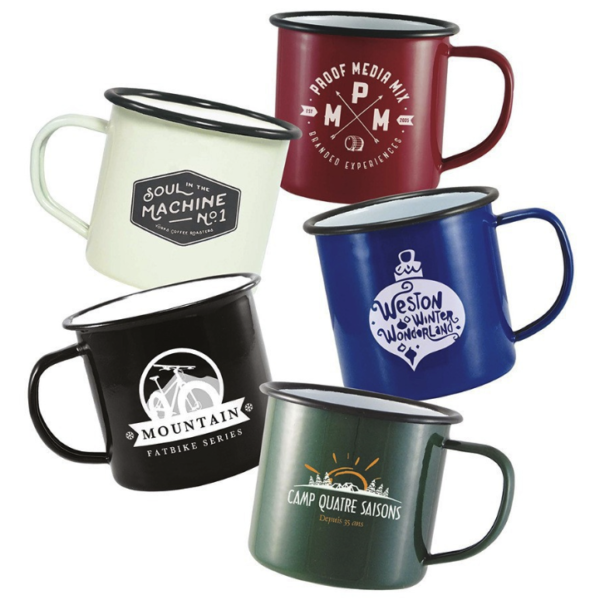 12oz Rolled Rim Metal Enamel Camping Cup - Handle Mug - Image 8