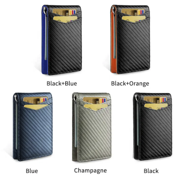 Custom Carbon Fiber Bifold Wallet - Men's Slim Coin Purse - Image 6