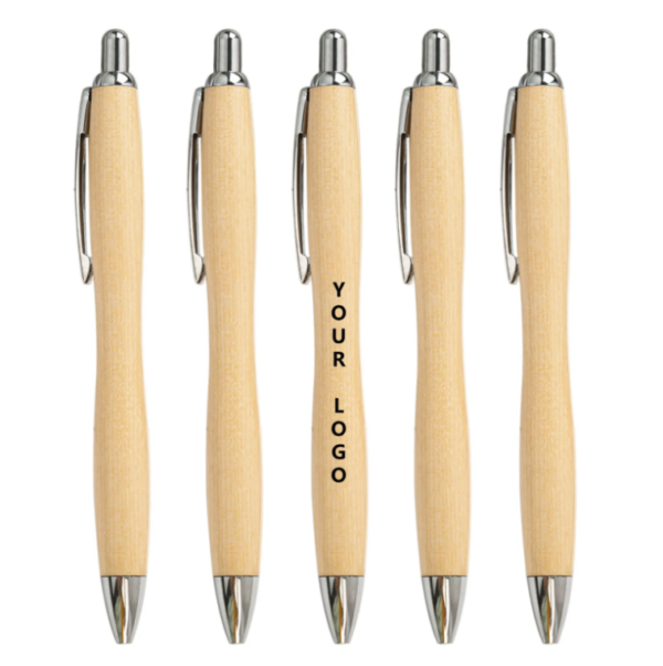 Custom Bamboo Ballpoint - Multi-Color Click Pen, Eco-Friendly Logo Print - Image 2