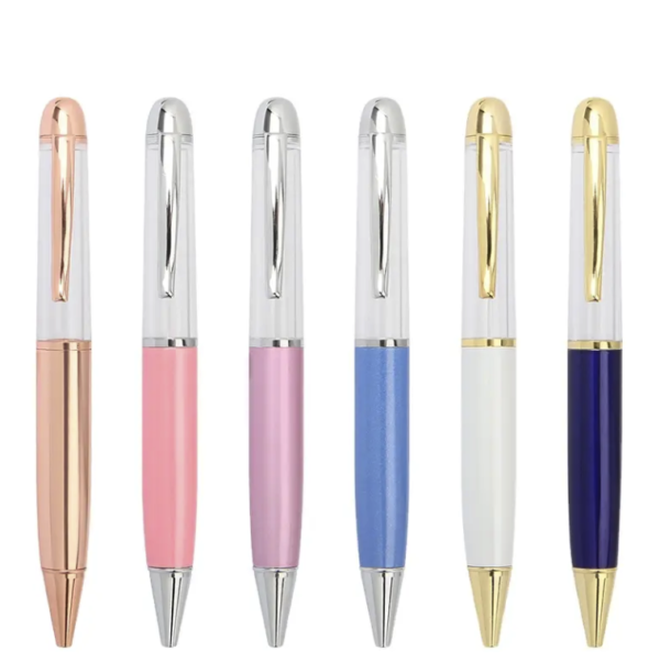 Creative DIY Liquid Floater Pen Glitter Empty Tube Twist Ballpoint Pen metal Pen - Image 2