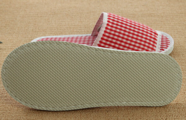 Home Slippers 100% Cotton Gingham Open Toe Home Slippers High-grade Beauty Salon Breathable Non-slip Slippers - Image 2