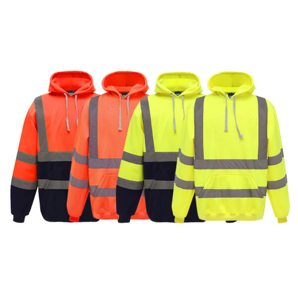 High Vis Safety Hoodies Sweatshirt OEM Logo Custom Outdoor Reflective Safety Workwear - Image 5
