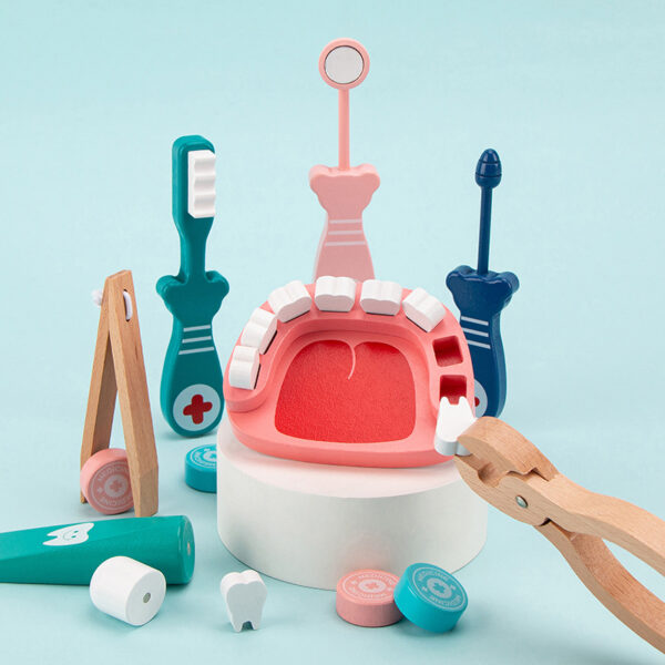 Wooden Baby Doctor Toy Set with Stethoscope - Image 2