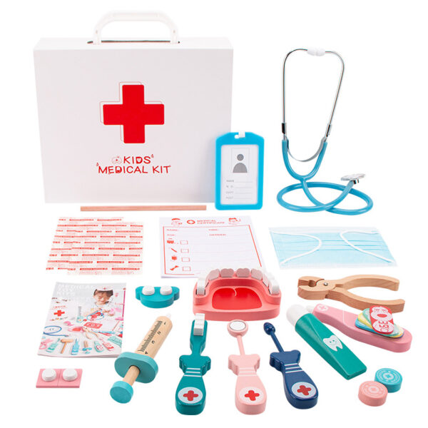Wooden Baby Doctor Toy Set with Stethoscope - Image 5