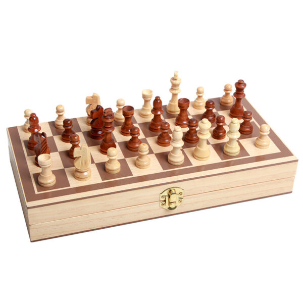 Portable Folding Magnetic Wooden Chess Set - Image 3