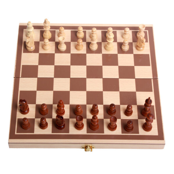 Portable Folding Magnetic Wooden Chess Set - Image 4