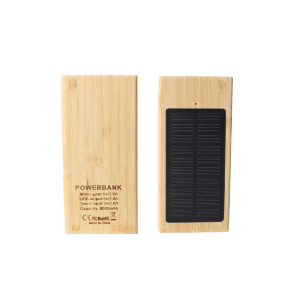 Eco Portable Powerbank Outdoor Eco Friendly Bamboo Wooden Charger Solar Power Bank
