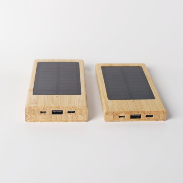 Eco Portable Powerbank Outdoor Eco Friendly Bamboo Wooden Charger Solar Power Bank - Image 2