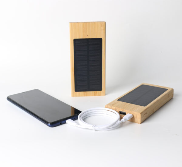 Eco Portable Powerbank Outdoor Eco Friendly Bamboo Wooden Charger Solar Power Bank - Image 3