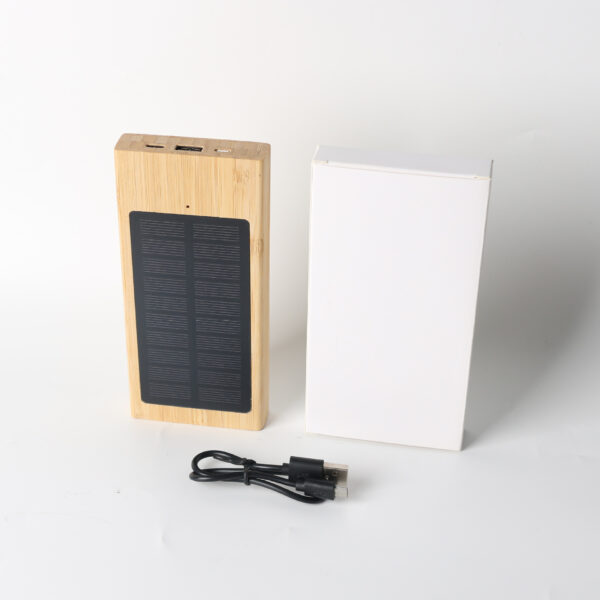 Eco Portable Powerbank Outdoor Eco Friendly Bamboo Wooden Charger Solar Power Bank - Image 4