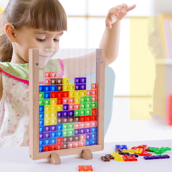 Wooden Puzzle Game 3D Tangram Colorful Educational Children Puzzle Toys - Image 3