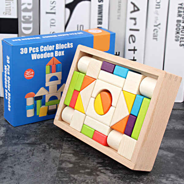 Educational Kid Toy Wooden Building Blocks 30 Pieces Toys - Image 5