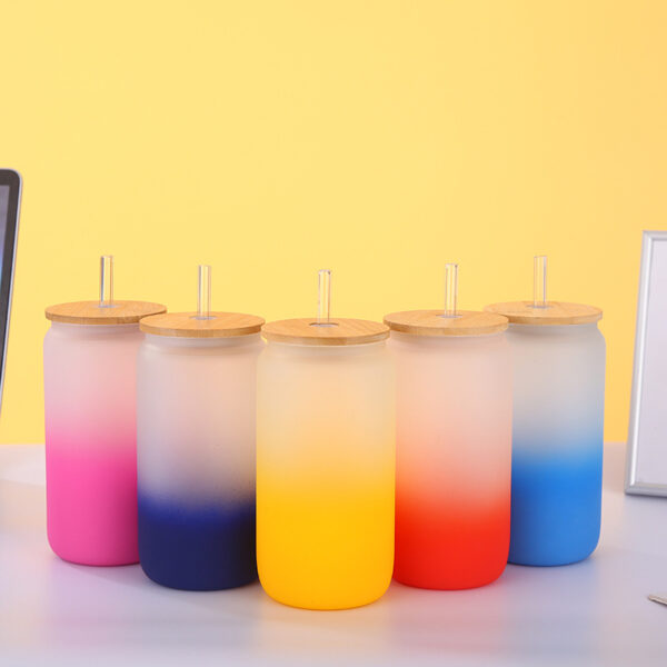 Gradient Sublimation Glass Tumbler with Straw - Image 3