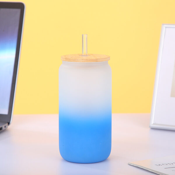 Gradient Sublimation Glass Tumbler with Straw - Image 4