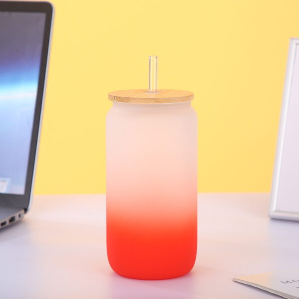 Gradient Sublimation Glass Tumbler with Straw - Image 5
