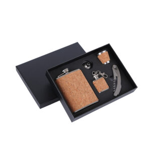 Portable Wine Pot Set with Eco Cork Stainless Steel Hip Flask Gift Set for Whiskey