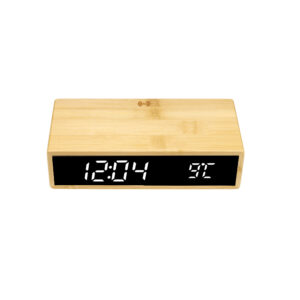Smart LED Bamboo Wood Wireless Charging Alarm Clock