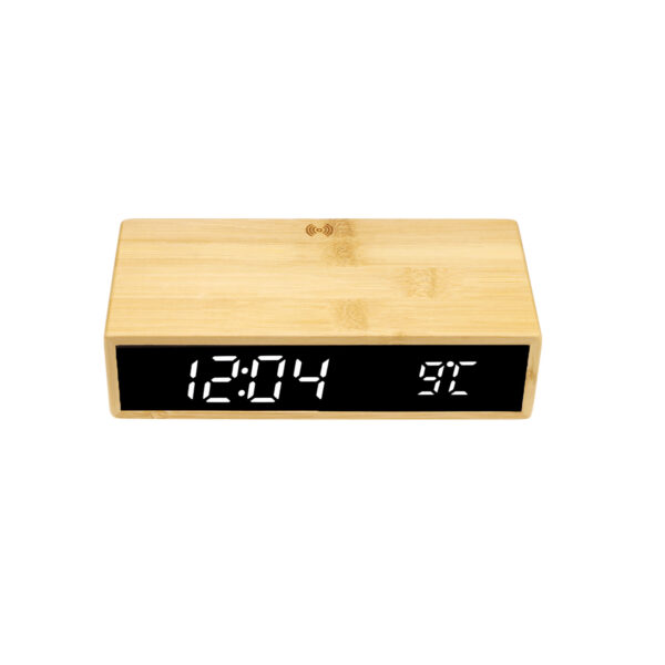 Smart LED Bamboo Wood Wireless Charging Alarm Clock