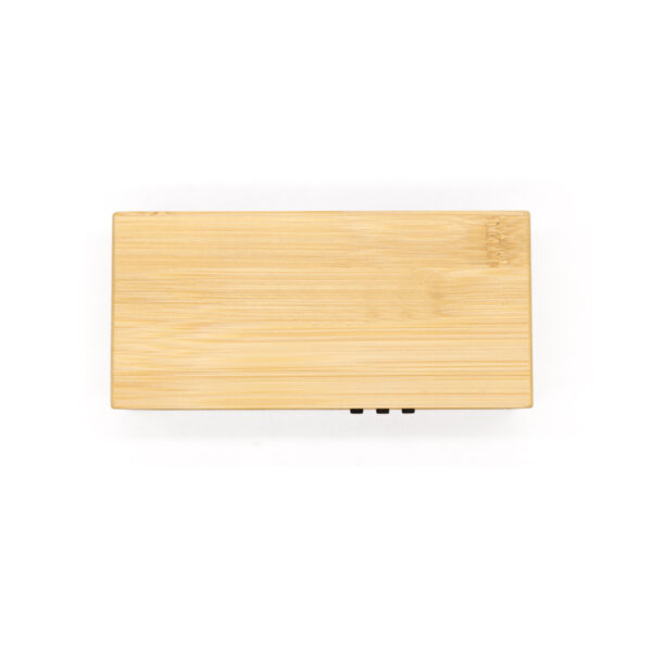 Smart LED Bamboo Wood Wireless Charging Alarm Clock - Image 2