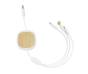 Bamboo And Wood Telescopic Data Cable Three In One