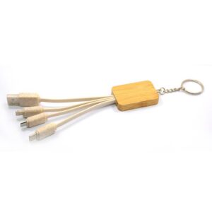 A Drag of Three Square Bamboo Wood Degradable Data Cable