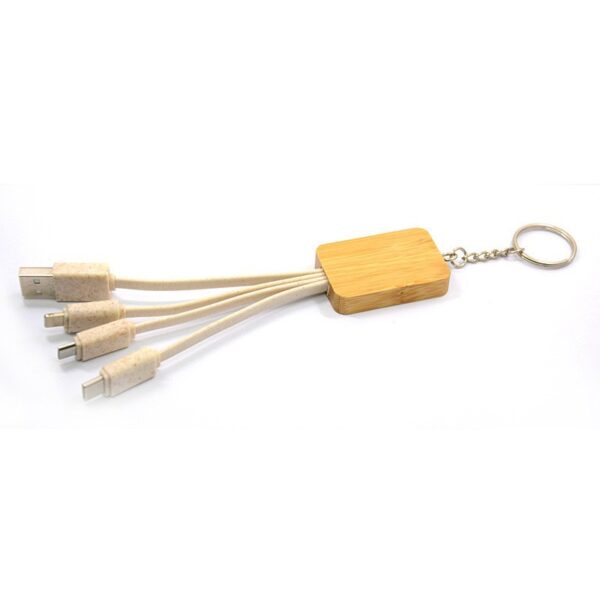 A Drag of Three Square Bamboo Wood Degradable Data Cable