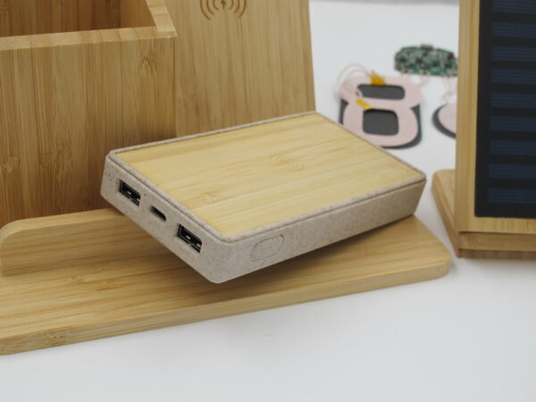 Wheat Straw Bamboo Wireless Wharging Mobile Power Supply - Image 2