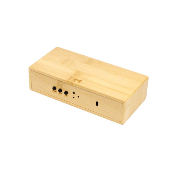 Smart LED Bamboo Wood Wireless Charging Alarm Clock - Image 5