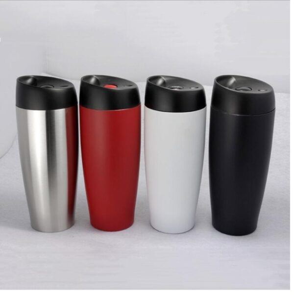 400ml Double Stainless Steel Convenient Button Lid Car Vacuum Cup - Image 2