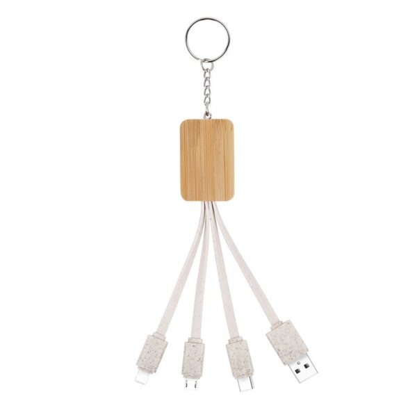 A Drag of Three Square Bamboo Wood Degradable Data Cable - Image 3