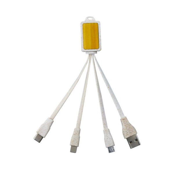 A Drag of Three Square Bamboo Wood Degradable Data Cable - Image 4