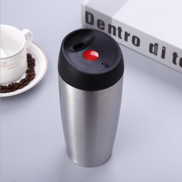 400ml Double Stainless Steel Convenient Button Lid Car Vacuum Cup - Image 5